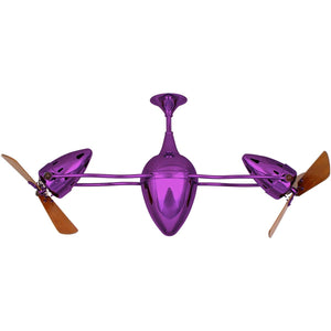 Matthews Fan AR-LTPURPLE-WD Ar Ruthiane 360° dual headed rotational ceiling fan in Ametista (Purple) finish with solid sustainable mahogany wood blades.
