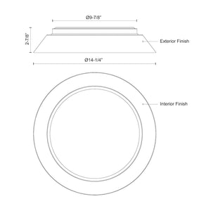 Kuzco FM43414-BK/GD JASPER 14" FLUSH MOUNT OUTER BLACK INNER GOLD SHADE 16W 120VAC LED 3000K 90CRI