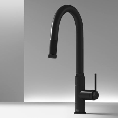 VIGO VG02035MB 17.88" H Hart Arched Single-Handle Pull-Down Kitchen Faucet in Matte Black