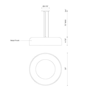 Kuzco PD13120-BK BEACON 20" PD Black 120V ELV LED 3000K 90CRI 26W