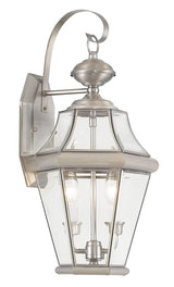 Livex Lighting 2261-91 Georgetown 2 Light Outdoor Wall Lantern, Brushed Nickel