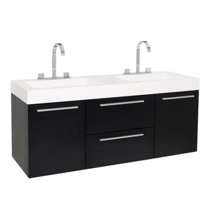 Fresca FCB8013BW-I Fresca Opulento 54" Black Modern Double Sink Bathroom Cabinet w/ Integrated Sinks