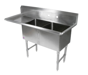 John Boos 2B184-1D18L B Series 2 Compartment Stainless Steel Sink, 18