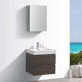 Fresca FVN8324GG Fresca Valencia 24" Dark Slate Gray Wall Hung Modern Bathroom Vanity w/ Medicine Cabinet