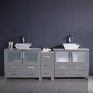 Fresca FCB62-361236ES-CWH-V Fresca Torino 84" Espresso Modern Double Sink Bathroom Cabinets w/ Tops & Vessel Sinks