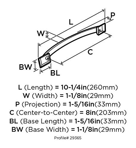 Amerock Appliance Pull Antique Silver 8 inch (203 mm) Center to Center Candler 1 Pack Drawer Pull Drawer Handle Cabinet Hardware