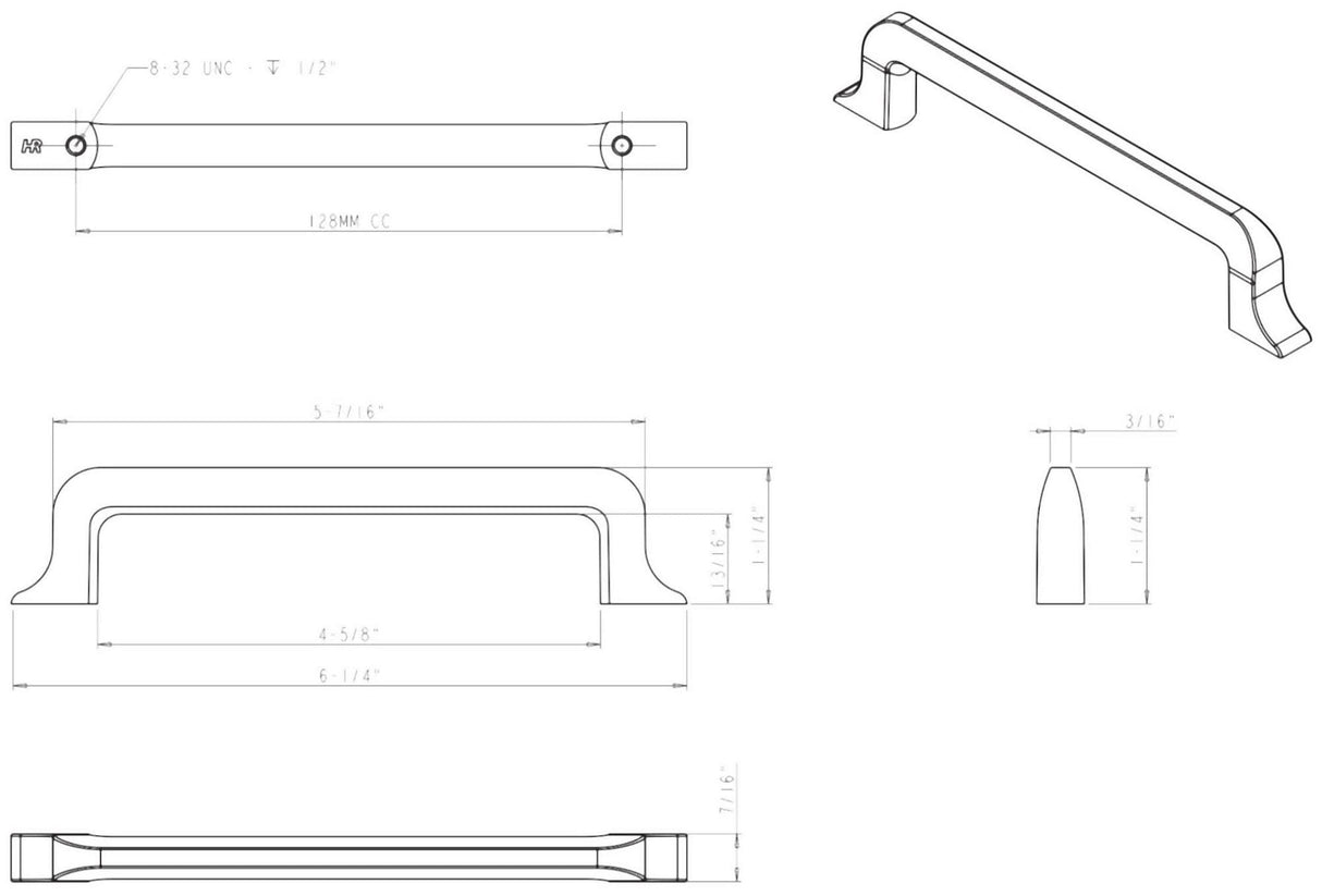 Jeffrey Alexander 839-128PC 128 mm Center-to-Center Polished Chrome Callie Cabinet Pull
