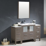 Fresca FVN62-123012GR-UNS Fresca Torino 54" Gray Modern Bathroom Vanity w/ 2 Side Cabinets & Integrated Sink