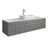 Fresca FCB6160GR-VSL-CWH-V Fresca Lucera 60" Gray Wall Hung Modern Bathroom Cabinet w/ Top & Single Vessel Sink