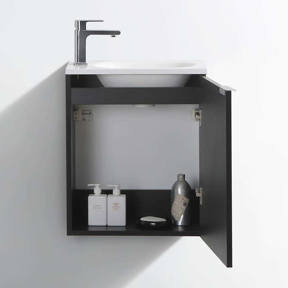 Fresca FCB8003BW-I Fresca Valencia 20" Black Wall Hung Modern Bathroom Vanity