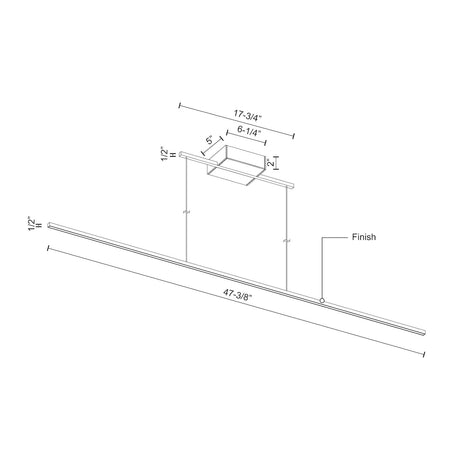 Kuzco LP18248-BN VEGA MINOR 48" LP Brushed Nickel 120V TRIAC/ELV LED 3000K 90CRI 35W