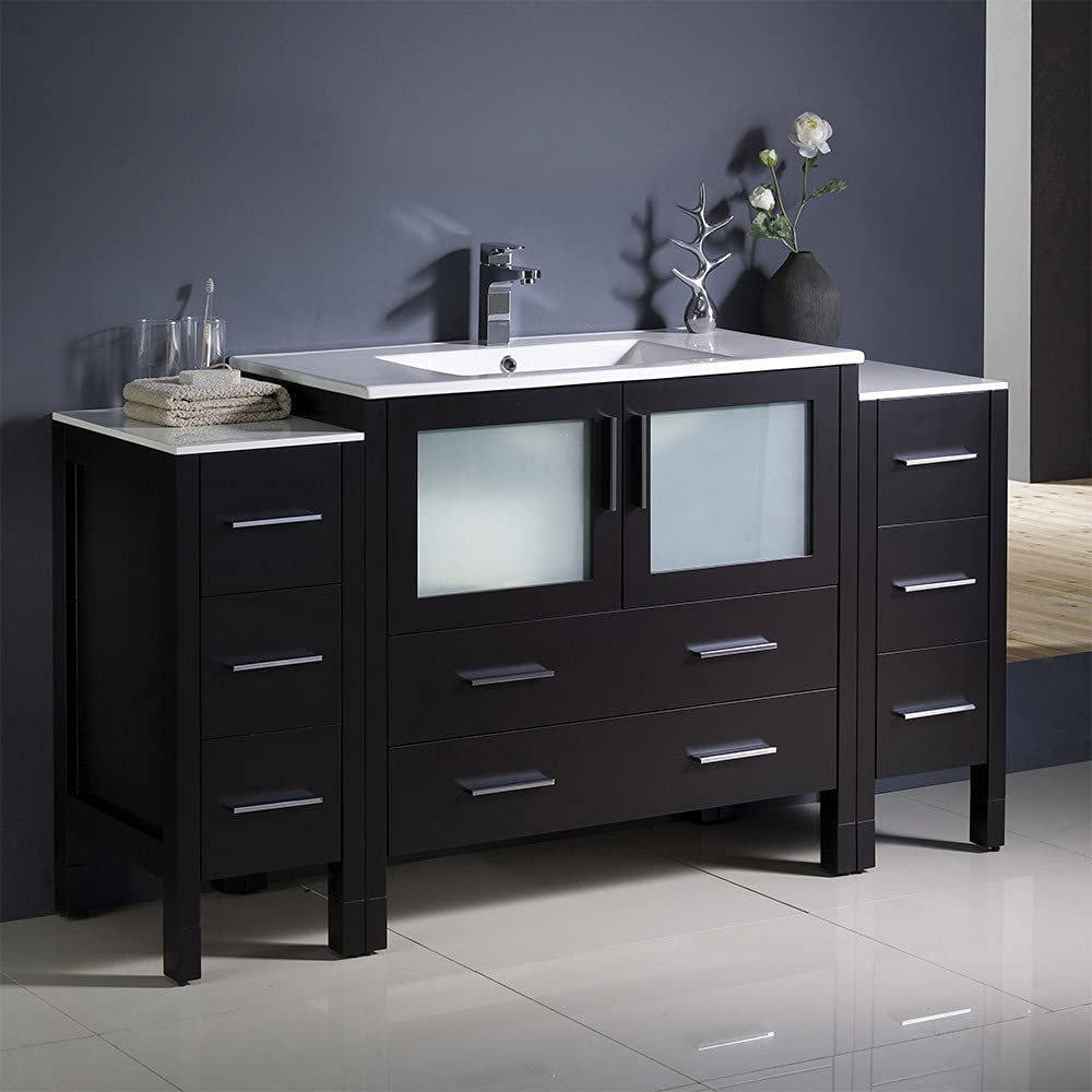 Fresca FCB62-123612ES-I Fresca Torino 60" Espresso Modern Bathroom Cabinets w/ Integrated Sink