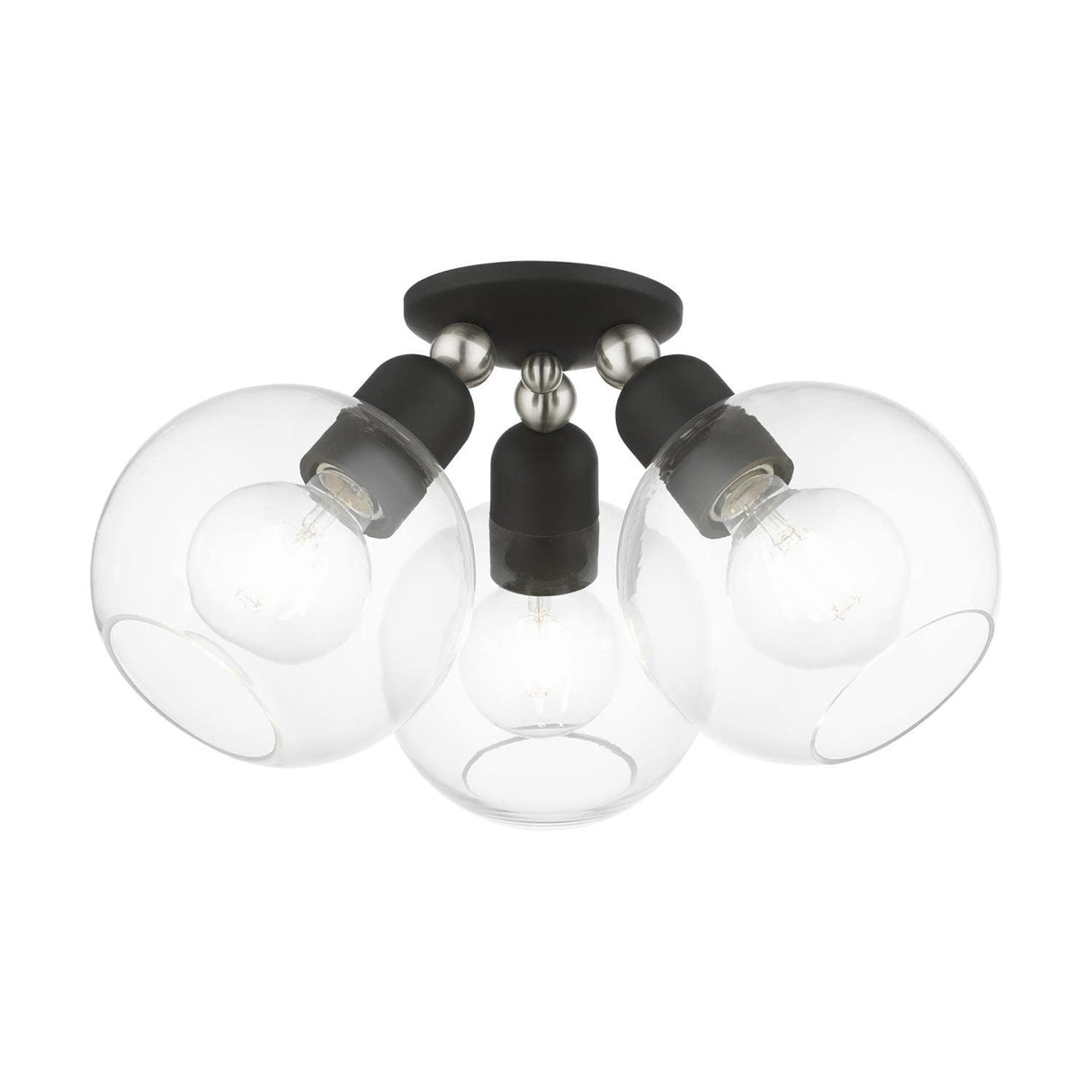 Downtown 3 Light Semi-Flush in Black with Brushed Nickel (48978-04)