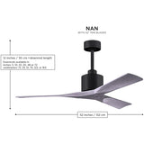 Matthews Fan NK-MWH-BK-52 Nan 6-speed ceiling fan in Matte White finish with 52” solid matte black wood blades