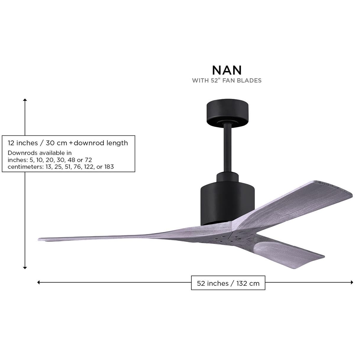 Matthews Fan NK-MWH-MWH-52 Nan 6-speed ceiling fan in Matte White finish with 52” solid matte white wood blades