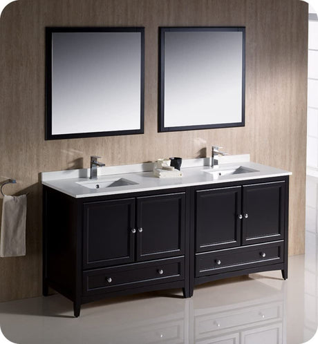 Fresca FVN20-3636ES Fresca Oxford 72" Espresso Traditional Double Sink Bathroom Vanity