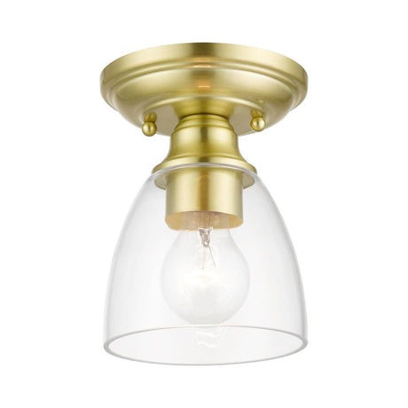 Livex Lighting 46331-12 Montgomery 1 Light 5 inch Satin Brass Semi-Flush Ceiling Light, Petite