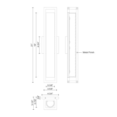 Kuzco WS83421-GD LOCHWOOD 21" WS Gold 120V ELV LED 3000K 90CRI 22W