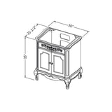 Jeffrey Alexander VKITCLA30NUWCO 30" Nutmeg Clairemont Vanity, Clairemont-only White Carrara Marble Vanity Top, undermount oval bowl