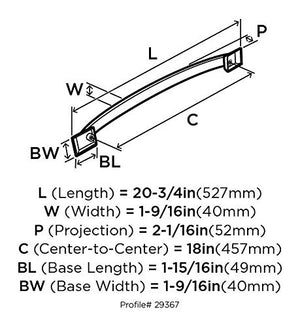 Amerock Appliance Pull Black Bronze 18 inch (457 mm) Center to Center Candler 1 Pack Drawer Pull Drawer Handle Cabinet Hardware