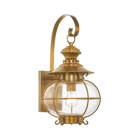 Livex Lighting 2222-22 Outdoor Wall Lantern with Hand Blown Clear Glass Shades, Flemish Brass