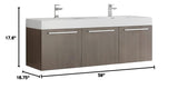 Fresca FCB8093GO-D Fresca Vista 60" Gray Oak Wall Hung Double Sink Modern Bathroom Cabinet