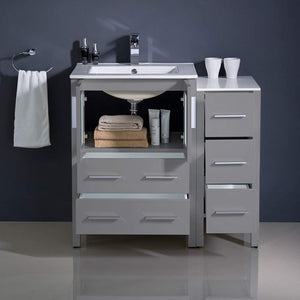 Fresca FCB62-2412GO-I Fresca Torino 36" Gray Oak Modern Bathroom Cabinets w/ Integrated Sinks
