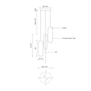 Kuzco MP95105-CH HURON 5 Head MP Chrome 120V TRIAC/ELV LED 3000K 90CRI 50W