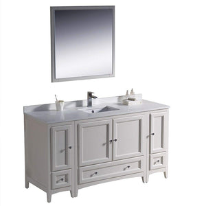 Fresca FVN20-123612AW Fresca Oxford 60" Antique White Traditional Bathroom Vanity