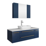 Fresca FVN6148RBL-VSL Fresca Lucera 48" Royal Blue Wall Hung Vessel Sink Modern Bathroom Vanity w/ Medicine Cabinet