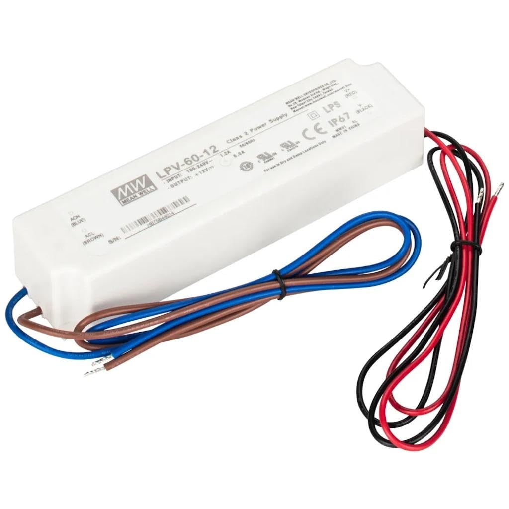 Task Lighting T-60W-12-WP-HW 60 Watt 12V 5A Hardwired IP67 Waterproof Power Supply