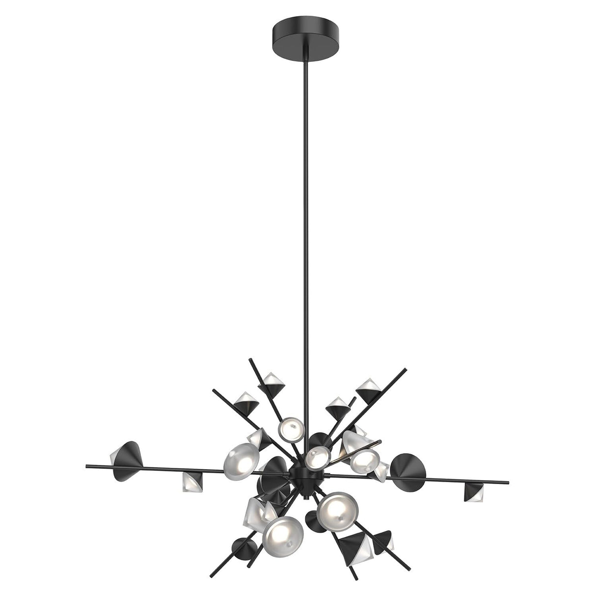 Kuzco CH50848-BK GEODE 48" CHANDELIER BLACK 84W 120VAC WITH LED DRIVER 3000K 90CRI