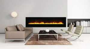 Amantii WM-FM-88-10023-BG Wall Mount/ Flush Mount Smart Electric  88" Indoor / Outdoor WiFi Enabled Fireplace , Featuring a MultiFunction Remote Control , Multi Speed Flame Motor