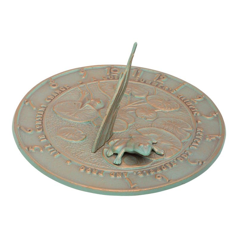 Whitehall 00493 - Frog Sundial - Copper Verdigris