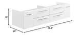 Fresca FCB6160WH-UNS-D Fresca Lucera 60" White Wall Hung Double Undermount Sink Modern Bathroom Cabinet