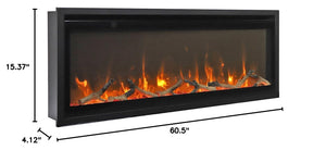 Amantii SYM-SLIM-60 Symmetry Xtraslim Smart Electric  -60" WiFi Enabled Fireplace, Featuring a  MultiFunction  Remote Control, Multi Speed Flame Motor