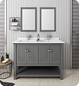 Fresca FCB2348VG-D Fresca Manchester Regal 48" Gray Wood Veneer Traditional Double Sink Bathroom Cabinet