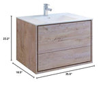 Fresca FCB9236RNW-I Fresca Catania 36" Rustic Natural Wood Wall Hung Modern Bathroom Cabinet w/ Integrated Sink