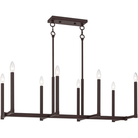 Livex Lighting 40258-07 Transitional Eight Light Linear Chandelier from Alpine Collection in Bronze/Dark Finish, 36.50 inches, 18.50x36.50x14.00