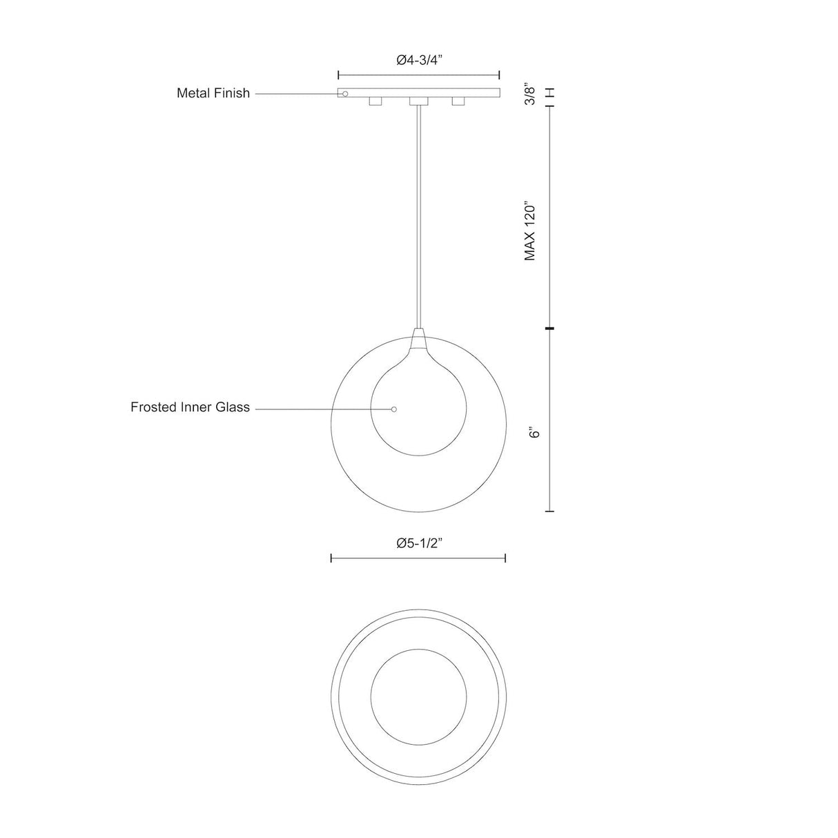 Kuzco PD3106 BOLLA 6" PD Chrome 120V ELV LED 3000K 90CRI 3W