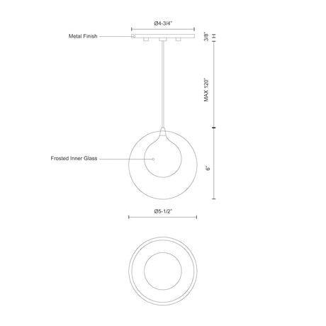 Kuzco PD3106 BOLLA 6" PD Chrome 120V ELV LED 3000K 90CRI 3W
