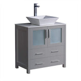 Fresca FCB6230GR-CWH-V Fresca Torino 30" Gray Modern Bathroom Cabinet w/ Top & Vessel Sink