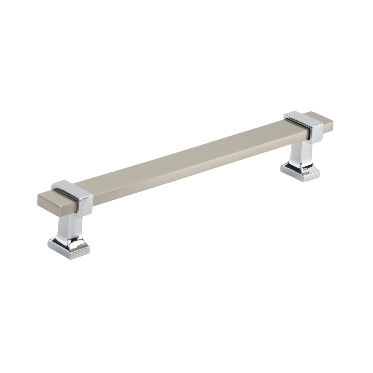 Amerock Cabinet Pull Satin Nickel/Polished Chrome 6-5/16 inch (160 mm) Center to Center Overton 1 Pack Drawer Pull Drawer Handle Cabinet Hardware