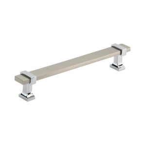 Amerock Cabinet Pull Satin Nickel/Polished Chrome 6-5/16 inch (160 mm) Center to Center Overton 1 Pack Drawer Pull Drawer Handle Cabinet Hardware