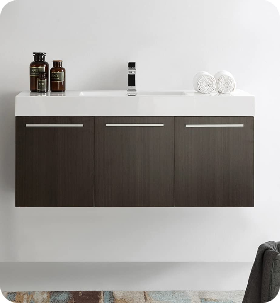 Fresca FCB8092GO-D Fresca Vista 48" Gray Oak Wall Hung Double Sink Modern Bathroom Cabinet