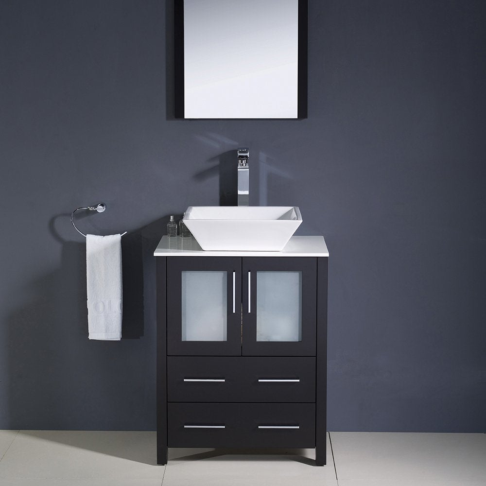 Fresca FVN6224ES-VSL Fresca Torino 24" Espresso Modern Bathroom Vanity w/ Vessel Sink