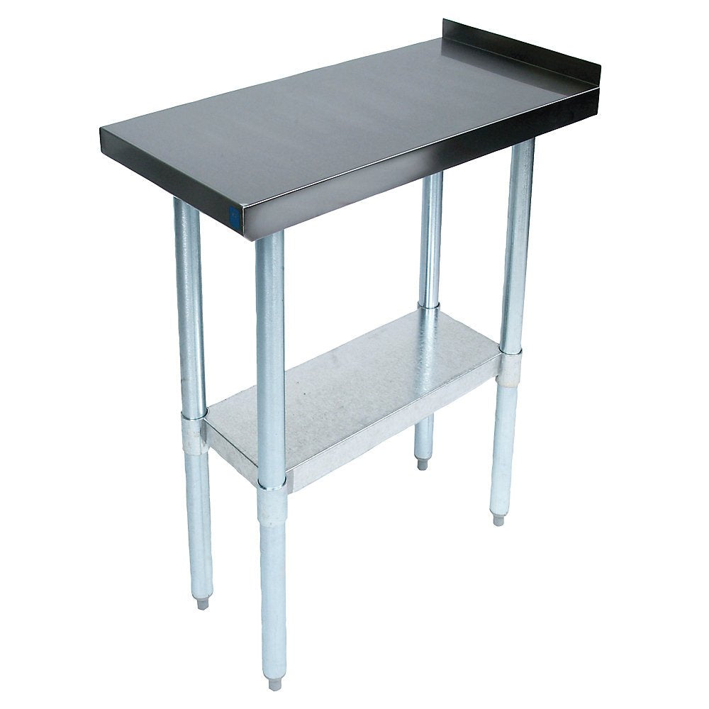 John Boos EFT8-3015 Stainless Steel 430 Riser Top Filler Table, 1.5" Turn Up with Adjustable Undershelf, 15" Length x 30" Width