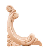 Hardware Resources APL-12-L-MP 3-3/4" W x 3/8" D x 4-1/2" H Left Corner Maple Acanthus Appliqué