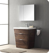 Fresca FCB8532RW-I Fresca Milano 32" Rosewood Modern Bathroom Cabinet w/ Integrated Sink