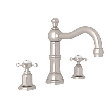 Perrin & Rowe U.3721X-STN-2 Edwardian™ Widespread Lavatory Faucet With Column Spout